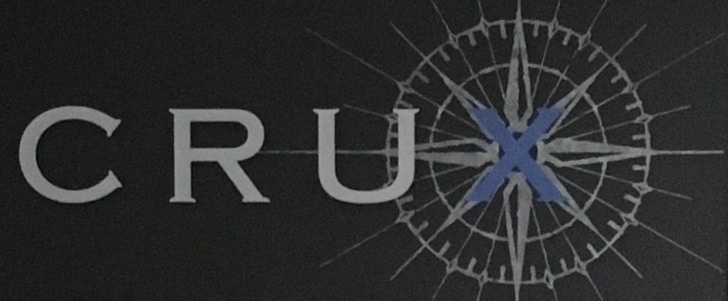 Close up of Crux Winery logo
